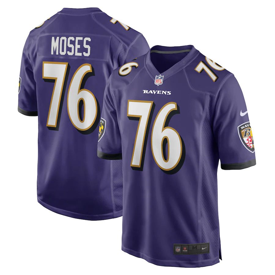 Men Baltimore Ravens 76 Morgan Moses Nike Purple Game NFL Jersey